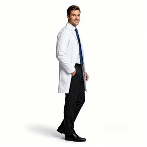 Camice Medico Bianco per Dottori e Infermieri, Unisex, Maniche Lunghe, Uniforme da Lavoro, Servizio OEM, per Studenti di Medicina e <span class=keywords><strong>Tirocinio</strong></span> - Product Image 2