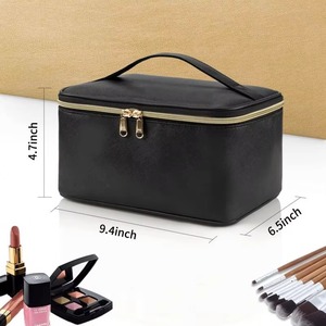 Bolsa de maquillaje portátil BSCI de gran capacidad, bolsa de almacenamiento de viaje con asa y divisor, bolsa de aseo multifuncional. - Product Image 5