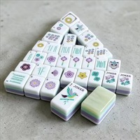 Jeu de Mahjong familial portable de luxe, personnalisé, pliable, moderne, 4 couches, en acrylique vert nacré, motif floral et poisson Koi, tuiles Ren Sheng