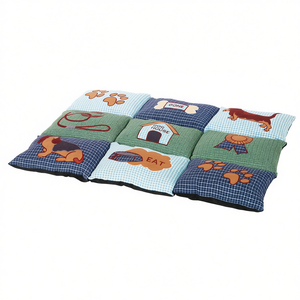 Coussin matelassé pour chien, thème chien, patchwork, bleu vert, 80 x 55 cm - Product Image 2