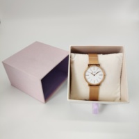 Boîte cadeau pour montre Feist rose, style tiroir, avec doublure intérieure en peluche pour ranger les montres, boîte d'emballage luxueuse pour montre à ouverture coulissante