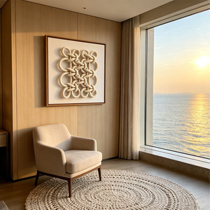 Arte de pared enmarcado con nudo de macramé decorativo interior elegante hecho a mano para decoración del hogar - Product Image 6