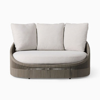 Fauteuil pivotant d'extérieur moderne et durable en tissu gris, tailles personnalisables, idéal pour hôtels, villas, propriétés et ensembles de villégiature
