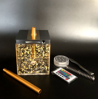 Nouveau narguilé acrylique ensemble 8 "Portable doré luxe Cube acrylique narguilé ensemble carré Sheesha narguilé électrique avec LED
