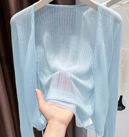 Cardigan en tricot à manches longues pour femme, léger et respirant, style court pour le printemps et l'été, idéal comme vêtement d'extérieur