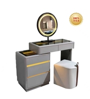 2025 nouveau Style crème bois massif moderne Simple lumière luxe Table de maquillage petit appartement coiffeuse seau armoire vanités