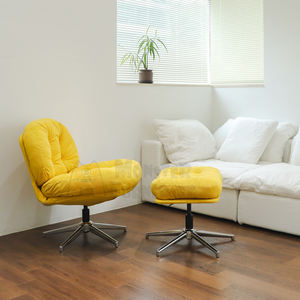Ensemble fauteuil et pouf Le Muse, confort vibrant, vie moderne, velours côtelé, hauteur réglable, base stable, relaxation - Product Image 1