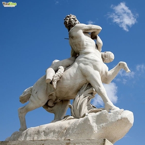 Statua di Centauro in Marmo Bianco Scolpita a Mano Scultura della Mitologia Greca per Decorazione da Giardino Esterno - Product Image 5