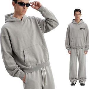 Sudadera con Capucha Personalizada con Logo Impreso, Lavado Ácido, Tejido Grueso, Hombros Caídos, Estilo Urbano, para Hombre TKAN9062 - Product Image 3