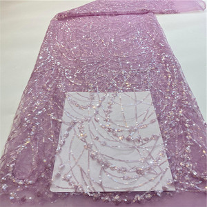 125 cm di larghezza morbido Tulle tessuto scintillante di pizzo con paillettes perline ricamate <span class=keywords><strong>a</strong></span> <span class=keywords><strong>righe</strong></span> per abiti da sposa modello sfumato sottile - Product Image 5