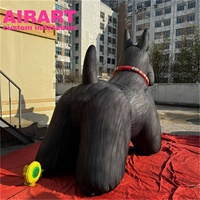 Les animaleries décorent un chien gonflable noir, prix d'usine chien gonflable personnalisé pour animaux de compagnie pour les activités de plein air