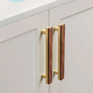 Poignées de tiroir en bois massif noir et alliage de zinc pour commode, armoire, installation facile, utilisation en chambre, hôtel, école - Product Image 1