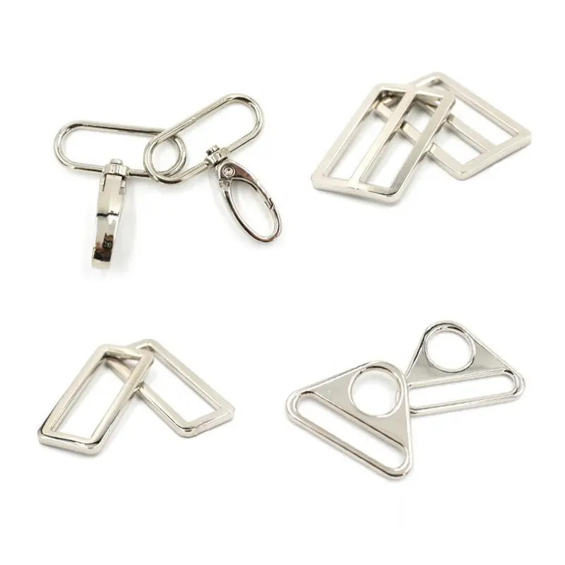 Factory custom bags rings hook wholesale metal alloy buckle hardware adjuster for handbag accessories