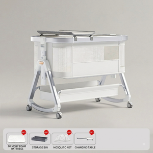 سرير أطفال متعدد الوظائف مع إطار قابل للطي وقاعدة هزازة أوتوماتيكية - Product Image 2