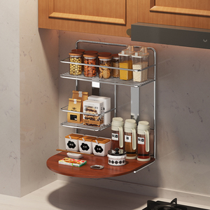 Moderno Estante <span class=keywords><strong>de</strong></span> Especias <span class=keywords><strong>de</strong></span> <span class=keywords><strong>Acero</strong></span> <span class=keywords><strong>Inoxidable</strong></span> <span class=keywords><strong>de</strong></span> 3 Niveles, Organizador <span class=keywords><strong>de</strong></span> Almacenamiento para Montar en la Pared <span class=keywords><strong>de</strong></span> la Cocina, Sobre el Fregadero, con Ganchos y Portacuchillos - Product Image 4