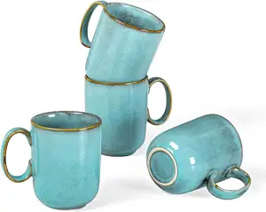 Taza de cerámica de alta calidad para café, leche, taza de café con mango y cuchara, taza de té y café de estilo nórdico, precio barato