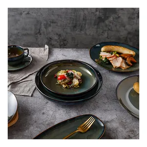 vente plaque Suppliers-Vaisselle de table d'restaurant, Style moderne, assiettes en céramique pour Restaurant, porcelaine, ensemble de cuisine