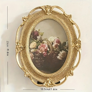 Elegant Resin <b>Photo</b> <b>Frame</b> 6 Inch Oval Vintage Carved Design Freestanding Vertical Display Decorative Picture <b>Frame</b> - Product Image 2