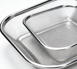 Panier carré <span class=keywords><strong>en</strong></span> acier inoxydable à mailles fines à anneau unique - <span class=keywords><strong>Passoire</strong></span> et égouttoir durables de qualité alimentaire - Product Image 6