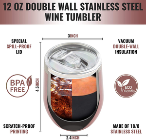 Tazze di bicchiere da vino isolate in acciaio inossidabile senza stelo in acciaio inossidabile da viaggio a forma di uovo da 12 once all'ingrosso con coperchio e cannuccia - Product Image 5