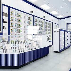 Centre commercial, magasin de réparation de téléphones portables en bois, meubles de vitrine, design d'intérieur de magasin de téléphones portables - Product Image 2
