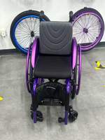 Fauteuil roulant sportif manuel léger en fibre de carbone violette 5805, pliable, roues arrière à dégagement rapide, fauteuil roulant actif, vente chaude