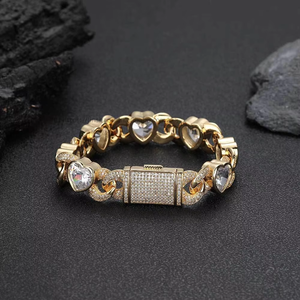 Hip Hop Jewelry 12mm <b>Love</b> 8 Character Cuban Chain Zircon <b>Bracelet</b> Men's <b>Bracelet</b> Tanjing - Product Image 1