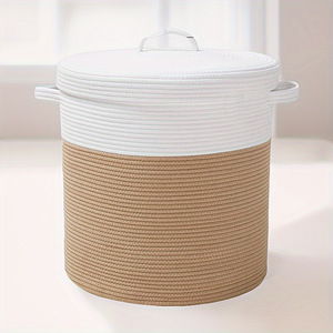 Lớn Dệt Bông Sợi Dây Thừng Giặt <span class=keywords><strong>Hamper</strong></span> Chăn Giỏ Nhà Tổ Chức Bé Đồ Chơi Lưu Trữ Bin - Product Image 1