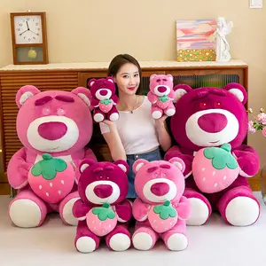 Mainan boneka beruang stroberi, 25/50/90cm boneka bantal tidur buket bunga kartun hadiah anak perempuan mainan PLUS