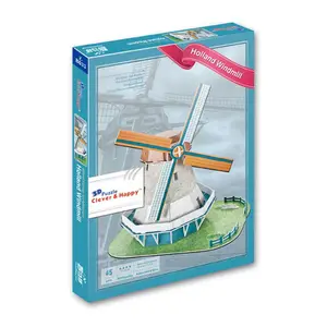 Puzzle de construction 3D, en papier mousse, coupe-vent des pays-bas pour enfants, à 45 pièces