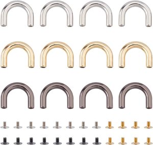 Juego de hebillas de aleación con anillo en D y tornillos para correas de cuero, fabricación de bolsos, herrajes para bolsos, colores surtidos, puente arqueado - Product Image 1