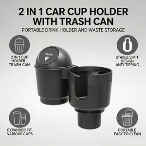 Portavasos para Auto, Contenedor de Almacenamiento Portátil para Basura en el Auto con Extensor y Tapón, Material ABS, Estilo Minimalista, Porta Bebidas - Product Image 2