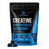 Gummies de créatine monohydrate à marque privée OEM, 120 unités, saveur framboise bleue, soutien à la force musculaire et à l'entraînement