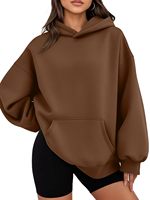 Sweat-shirt à capuche décontracté pour femme en polyester/coton tricoté respirant, style décontracté pour le printemps, l'automne et l'hiver, avec logo frontal et épaules tombantes