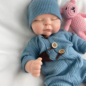 Chubby cara redonda <span class=keywords><strong>de</strong></span> <span class=keywords><strong>silicona</strong></span> recién nacido muñeca durmiendo <span class=keywords><strong>con</strong></span> <span class=keywords><strong>los</strong></span> <span class=keywords><strong>ojos</strong></span> <span class=keywords><strong>cerrados</strong></span> 18 pulgadas ponderado 3,2 kg - Product Image 6