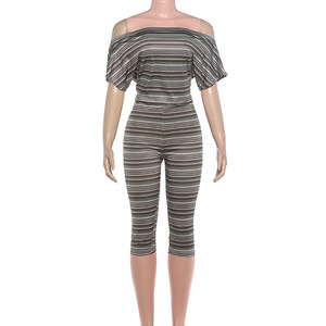 PEEQI K6S12990A Nuovo Completo Estivo 2026 da Donna <span class=keywords><strong>Sexy</strong></span> Due Pezzi: Top Senza Spalline a Maniche Corte e Leggings a Righe alla Moda - Product Image 5