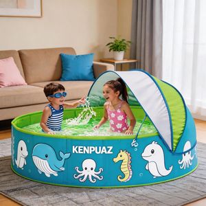 KENPUAZ Kids Foldable Sunshade Pool With <b>Canopy</b> Outdoor Swimming <b>Tent</b> For 2 To 4 Years Old Children - Product Image 1
