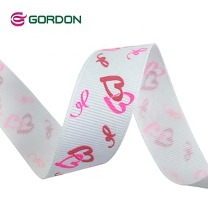 Cinta de grogrén rosa Gordon con estampado de corazones personalizados, rollo de cinta de poliéster impresa para envolver regalos de San Valentín - Product Image 5