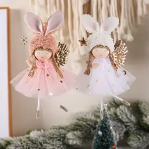 Christmas Plush Angel Girl Dolls Ornaments Xmas Tree Pendant Hanging Decoration For Home New Year Decor Supplies 2024 Kids Gifts