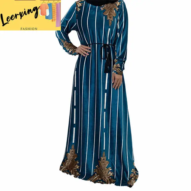 6413# High Quality Velvet Dresses Muslim Women Islamic Clothing Jilbab Winter Abaya Dress For Women's Dubai Middle East Fashion