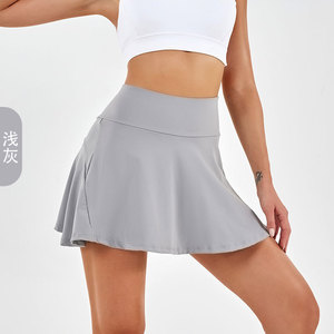 กระโปรงเทนนิสฟิตเนสสำหรับผู้หญิง, กระโปรงเล่นเทนนิสฟิตเนสกันแสงสองชั้นมีกระเป๋า - Product Image 5