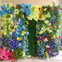 RHD3D Panneau mural en tissu 5D enroulable avec fleurs artificielles en soie (roses et pivoines) pour décoration de mariage, Mur de fleurs artificielles
