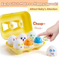 Jouet éducatif Montessori de trieur de formes, puzzle d'oeufs assortis en plastique ABS pour enfants, jeux d'éveil pour bébés, 6 pièces