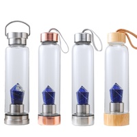 Bouteille d'eau en acier inoxydable avec infuseur à thé, infusée aux pierres précieuses, pour un style de vie sain, 500 ml (17 oz)