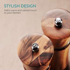 Moulin à sel et à poivre en bois d'acacia de qualité supérieure de 8 pouces, moulin à sel et à poivre en bois de qualité supérieure - Product Image 4