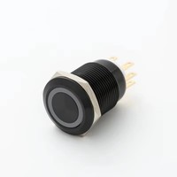 Interrupteur à bouton SPDT anti-vandalisme ELEWIND 19 mm avec lumière (PM193F-11E/R/12V/A Surface noire)