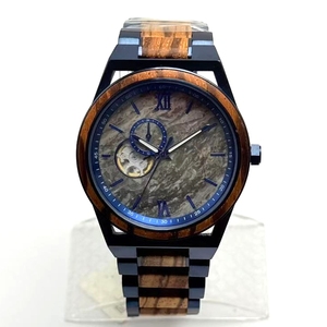Unisex Wooden <strong>Analog</strong> Quartz <strong>Watch</strong> <strong>with</strong> Crystal Dial Vintage Style Miyota Movement Handmade 45mm Dial 18mm Band - Product Image 1