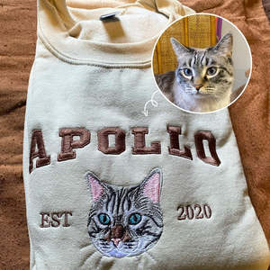 <span class=keywords><strong>Sudadera</strong></span> de cara de <span class=keywords><strong>gato</strong></span> Varsity ecológica transpirable personalizada bordada 3D perfecto regalo personalizado amantes de los gatos Primavera Verano - Product Image 5