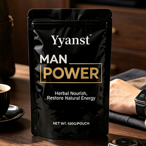 OEM Private Label Herbal <b>Man</b> Power Powder Restore Daily Energy 100g Matte Black Gold <b>Pouch</b> Bulk Wholesale - Product Image 4