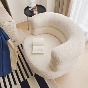 White <strong>Bedroom</strong> &amp; Balcony Lounge <strong>Chair</strong>: Minimalist Makeup <strong>Chair</strong> <strong>for</strong> <strong>Small</strong> Spaces, Modern Single-Seater Sofa - Product Image 1